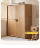 Oak Solid Wood Kids Sliding Door Wardrobe