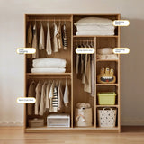 Oak Solid Wood Kids Sliding Door Wardrobe