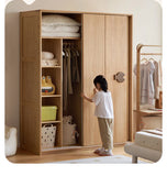 Oak Solid Wood Kids Sliding Door Wardrobe