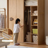 Oak Solid Wood Kids Sliding Door Wardrobe