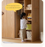 Oak Solid Wood Kids Sliding Door Wardrobe