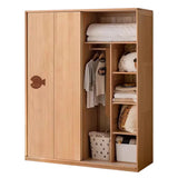 Oak Solid Wood Kids Sliding Door Wardrobe