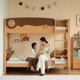 Beech solid wood with guardrails bunk bed.
