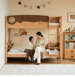 Beech solid wood with guardrails bunk bed.