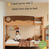Beech solid wood with guardrails bunk bed.