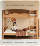 Beech solid wood with guardrails bunk bed.
