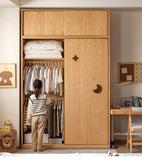 Oak Solid Wood Kids Sliding Door Wardrobe.