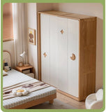 Oak Solid Wood Kids Sliding Door Wardrobe.