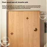 Oak Solid Wood Kids Sliding Door Wardrobe.