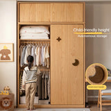 Oak Solid Wood Kids Sliding Door Wardrobe.