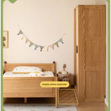 Oak Solid Wood Kids Sliding Door Wardrobe.