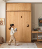Oak Solid Wood Kids Sliding Door Wardrobe.