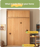 Oak Solid Wood Kids Sliding Door Wardrobe.