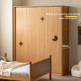 Oak Solid Wood Kids Sliding Door Wardrobe.