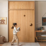 Oak Solid Wood Kids Sliding Door Wardrobe.