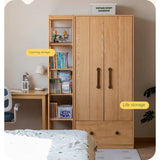 Oak Solid Wood Multi-functional Kids Wardrobe