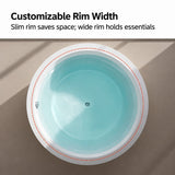 A round bathtub with a clear blue interior and a white exterior, shown from above.