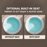 A top-down view of two bathtubs showing the difference between one with seating and one without.
