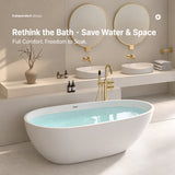 A modern bathroom featuring an elegant freestanding bathtub and stylish fixtures