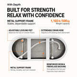 Close-up view of a bathtub showcasing its structure and features with a focus on durability.