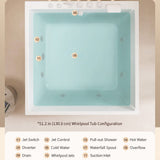 Close-up view of a spa massage tub with labeled features.