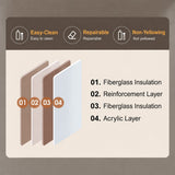 Close-up detail of layered materials showing insulation and structure