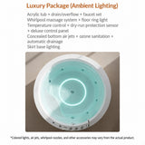 Close-up view of a luxurious bathtub showcasing its features and lighting.