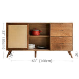 63" Rattan Dresser - 4 Drawers - Walnut - Japandi Style