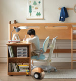 Beech solid wood Mid-high bed with slanting ladder<