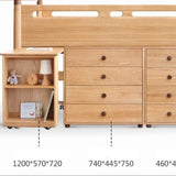 Beech solid wood Mid-high bed with slanting ladder<