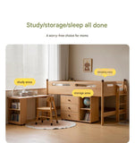 Beech solid wood Mid-high bed with slanting ladder<