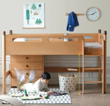 Beech solid wood Mid-high bed with slanting ladder<