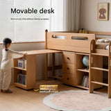 Beech solid wood Mid-high bed with slanting ladder<