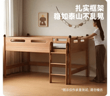 Beech solid wood Mid-high bed with slanting ladder<