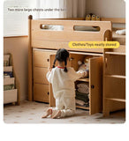 Beech solid wood Mid-high bed with slanting ladder<