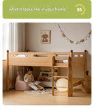 Beech solid wood Mid-high bed with slanting ladder<