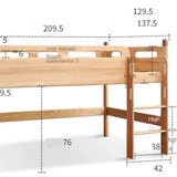 Beech solid wood Mid-high bed with slanting ladder<