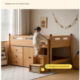 Beech solid wood Mid-high bed with slanting ladder<