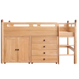 Beech solid wood Mid-high bed with slanting ladder<