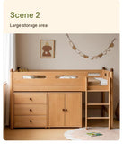 Beech solid wood Mid-high bed with slanting ladder<