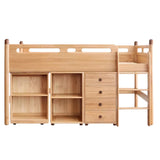 Beech solid wood Mid-high bed with slanting ladder<