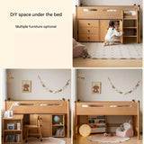 Beech solid wood Mid-high bed with slanting ladder<