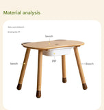 Beech Solid Wood Handmade Children's Table.