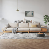 Beige Cotton Linen 3-Seater Sofa with Built-in Storage & Round Arms