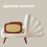 Beige 3-in-1 Convertible Sofa Bed in Cotton Linen & Technology Velvet