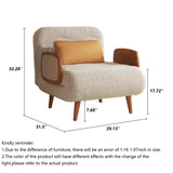 Beige 3-in-1 Convertible Sofa Bed in Cotton Linen & Technology Velvet