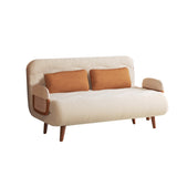 Beige 3-in-1 Convertible Sofa Bed in Cotton Linen & Technology Velvet