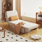 Beige 3-in-1 Convertible Sofa Bed in Cotton Linen & Technology Velvet
