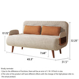 Beige 3-in-1 Convertible Sofa Bed in Cotton Linen & Technology Velvet