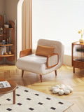 Beige 3-in-1 Convertible Sofa Bed in Cotton Linen & Technology Velvet